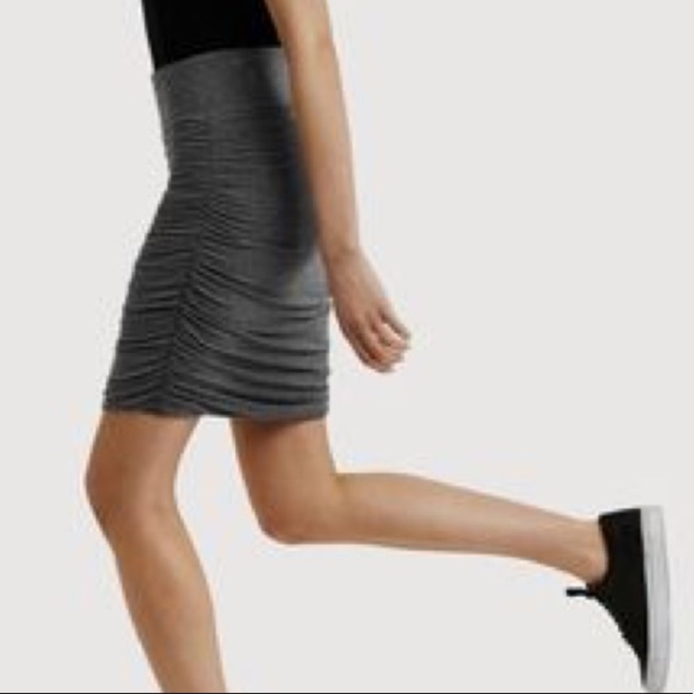 Kit and Ace Smoke and Mirrors Ruched Cashmere Blend Mini Skirt Grey 4
